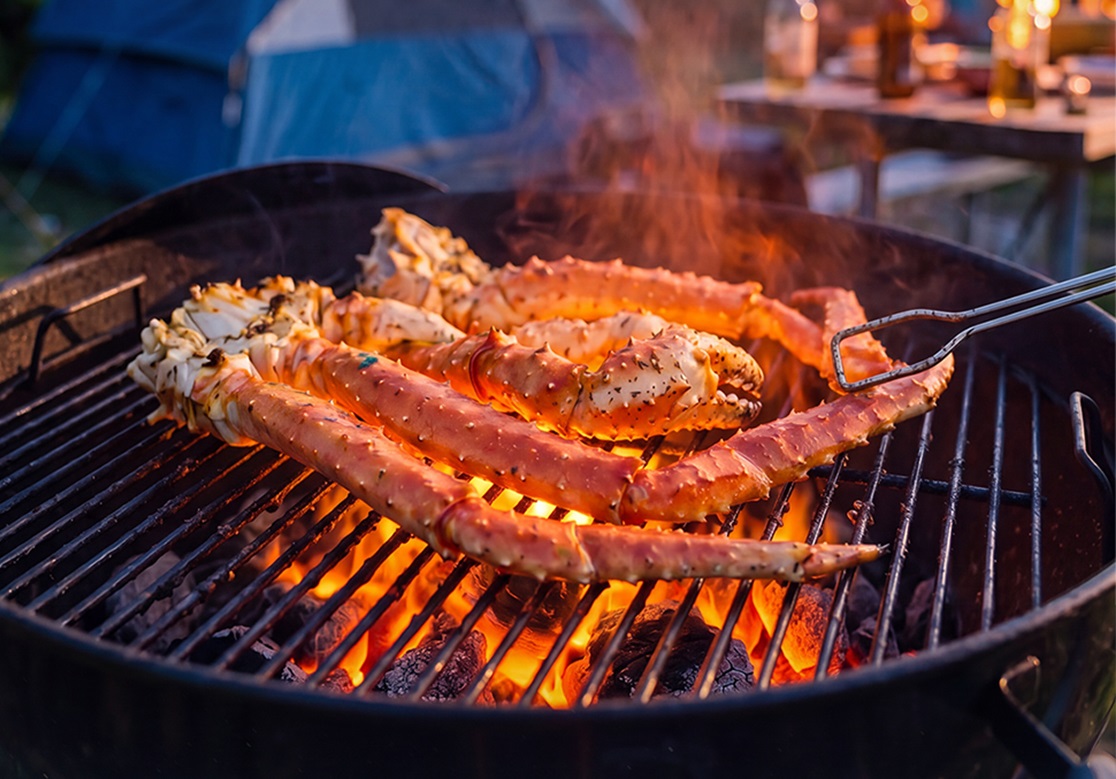 黄油烤帝王蟹腿风味出众 夏日露营烧烤做法